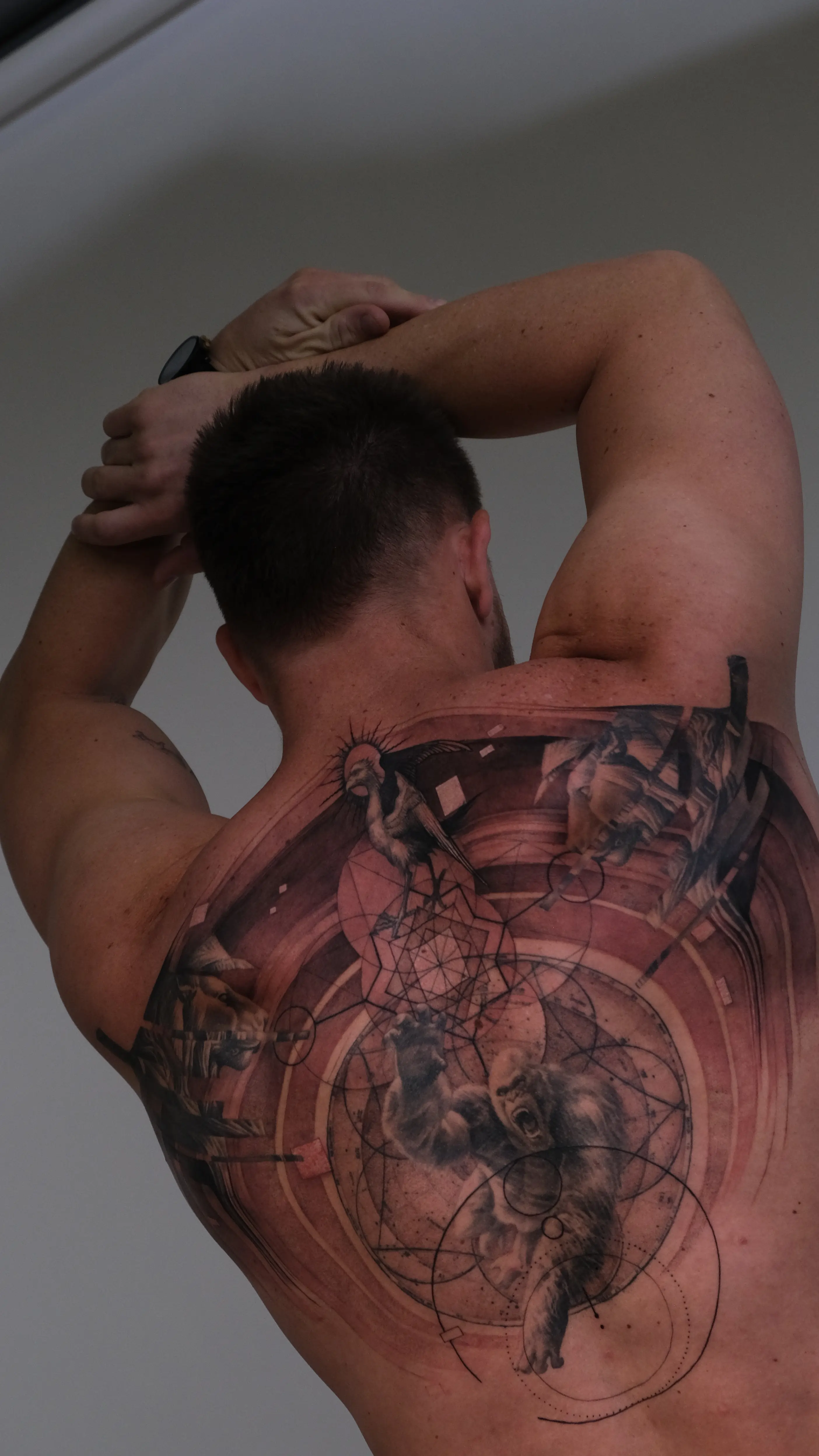 Custom tattoo artwork showcasing Anibal Franco's signature texture work and surrealist vision